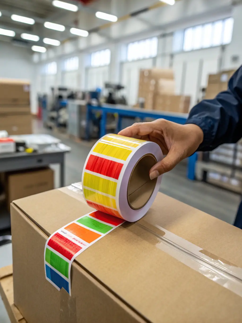A designer applying branding labels and decorative packaging to a product, highlighting EMPAQUETRON's Custom Packing and Presentation services.
