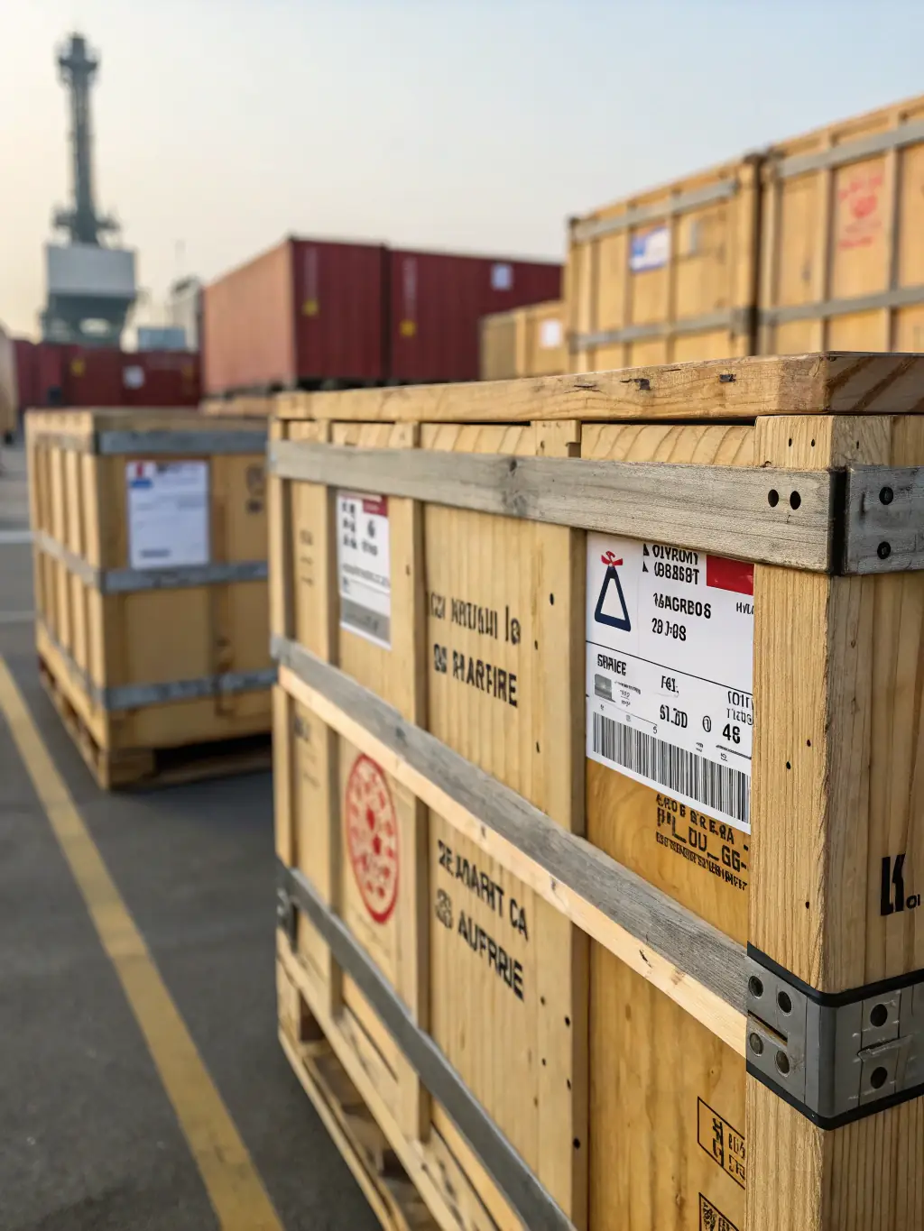 Industrial-grade pallets and crates being loaded onto a truck, showcasing heavy-duty packaging materials used by EMPAQUETRON for Industrial Packaging.
