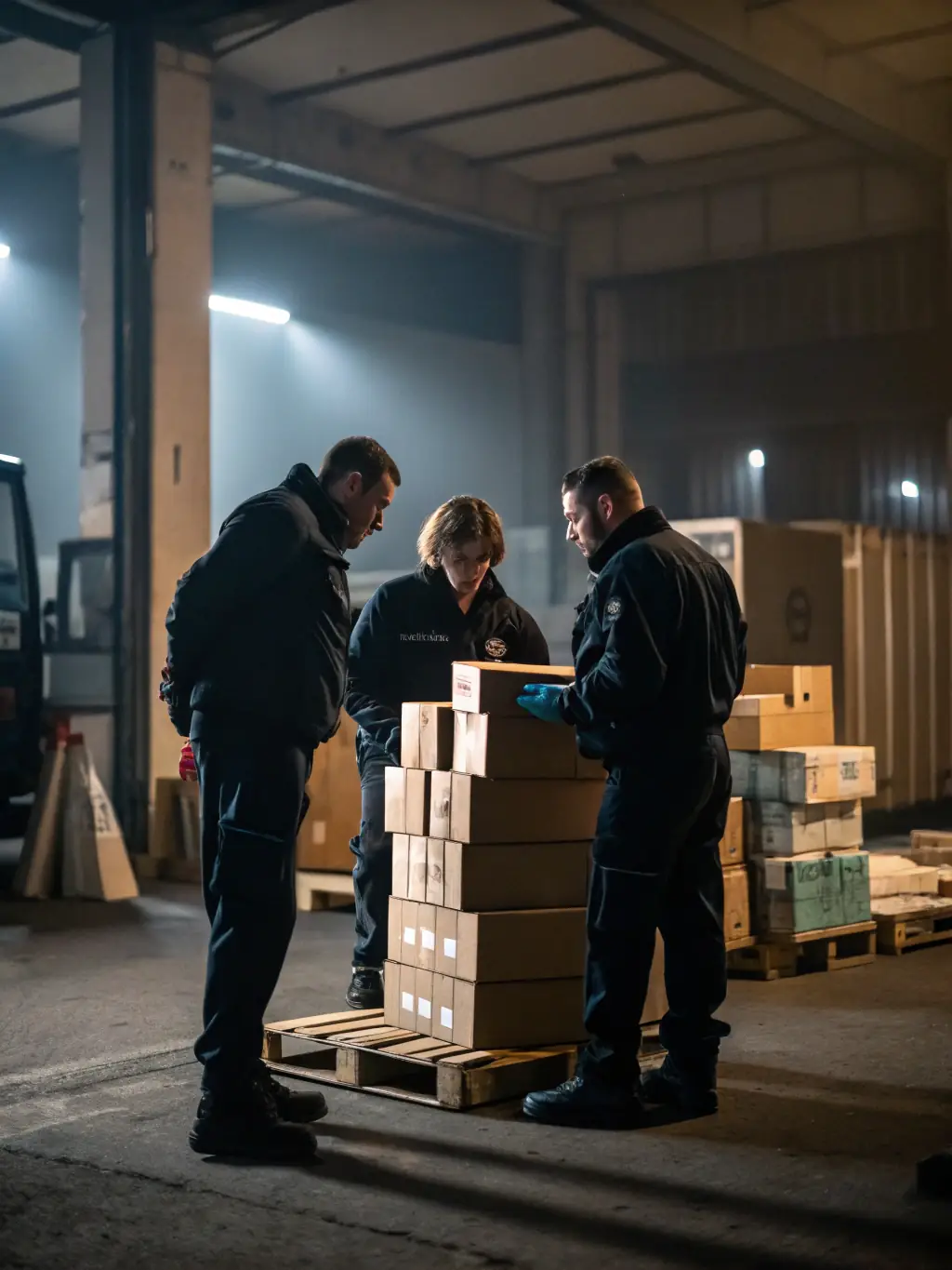 A team of packaging specialists wrapping and securing products with various materials in a modern warehouse, showcasing EMPAQUETRON's Complete Packaging Solutions.