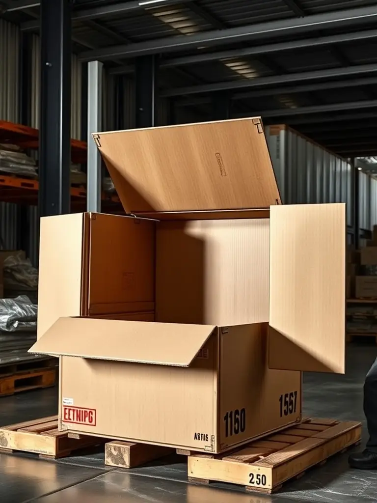 A professionally packed box with fragile stickers, ready for shipping, showcasing EMPAQUETRON's attention to detail in protecting valuable items.